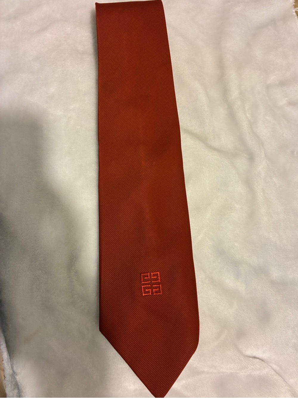 Givenchy Men's Burnt Orange Tie w/ Tonal Emblem